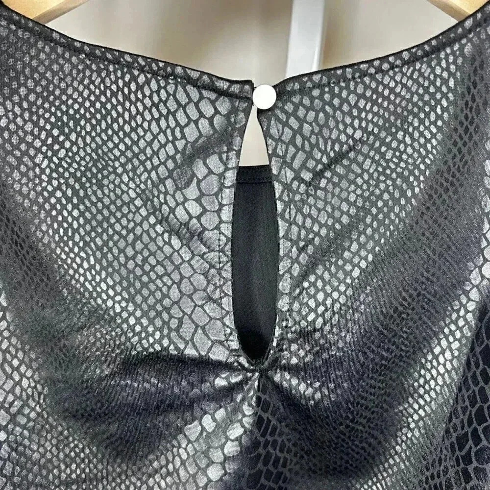 Meraki Size Medium Peplum Sleeve Top Blouse Crop Tie - Picture 6 of 8